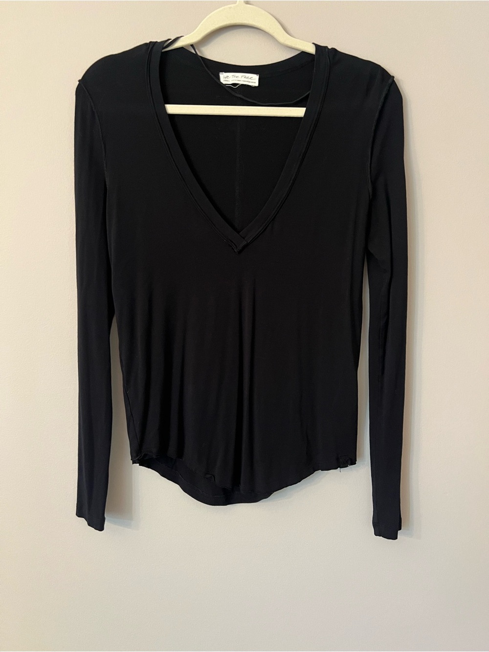 We The Free Black V-Neck Long Sleeve Tee